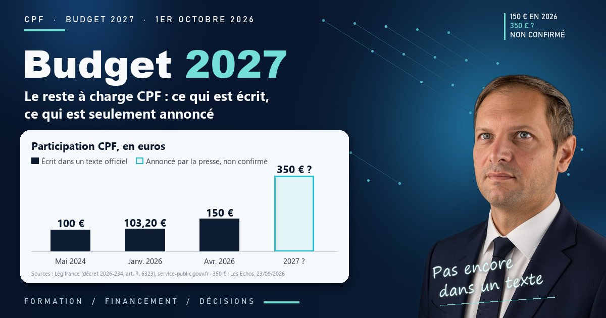 Budget 2027 et CPF : ce qui est confirmé