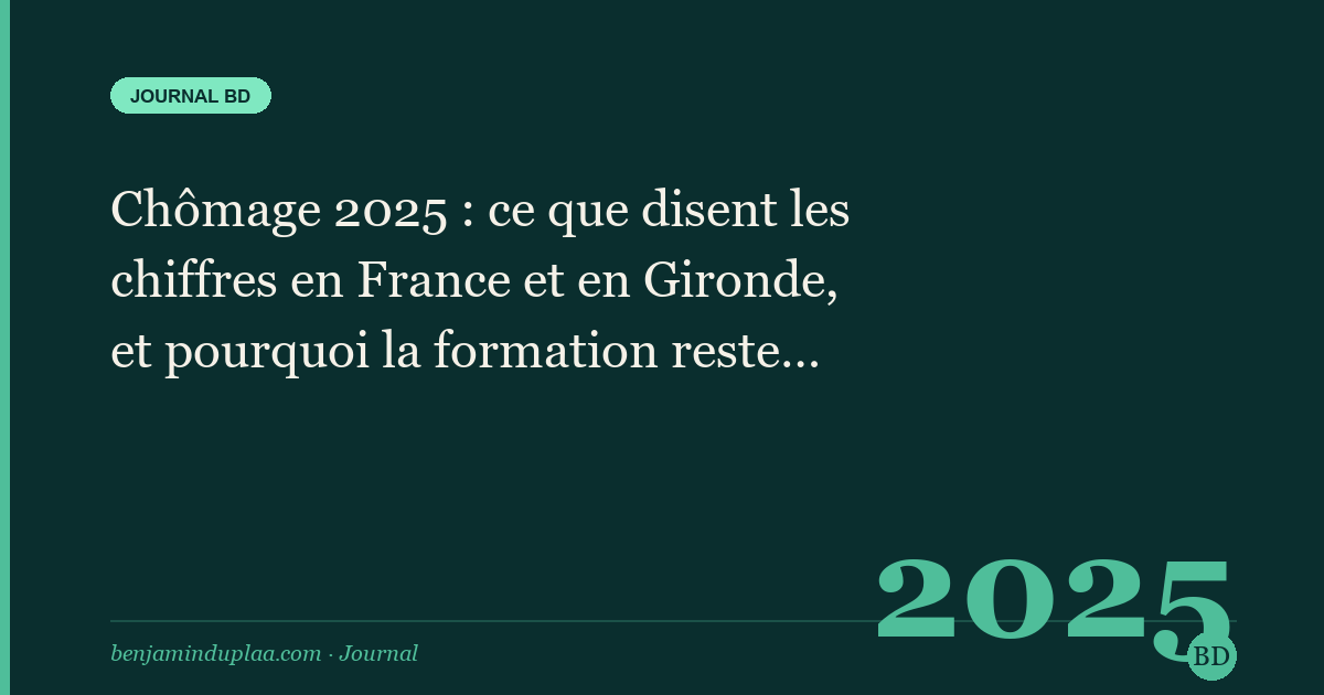 Chômage 2025 : ce que disent les chiffres en France et en Gironde, et pourquoi la formation reste la meilleure réponse