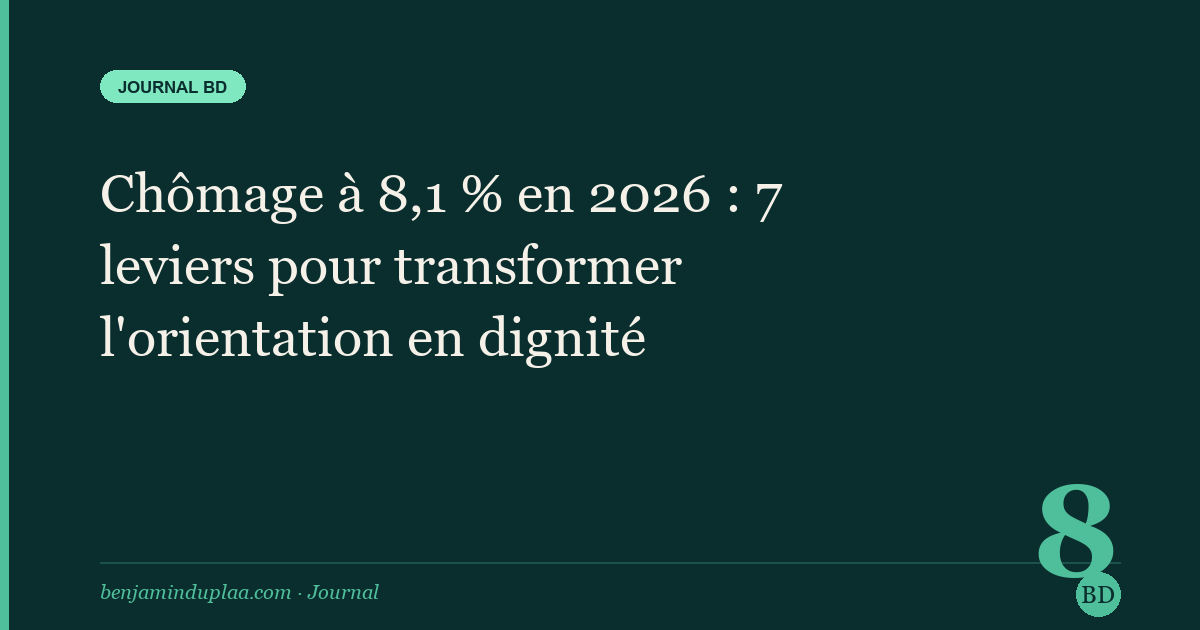 Chômage à 8,1 % en 2026 : 7 leviers pour transformer l'orientation en dignité