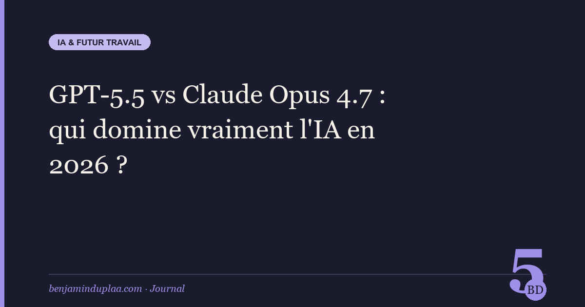 GPT-5.5 vs Claude Opus 4.7 : qui domine vraiment l'IA en 2026 ?
