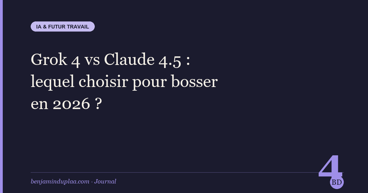 Grok 4 vs Claude 4.5 : lequel choisir pour bosser en 2026 ?