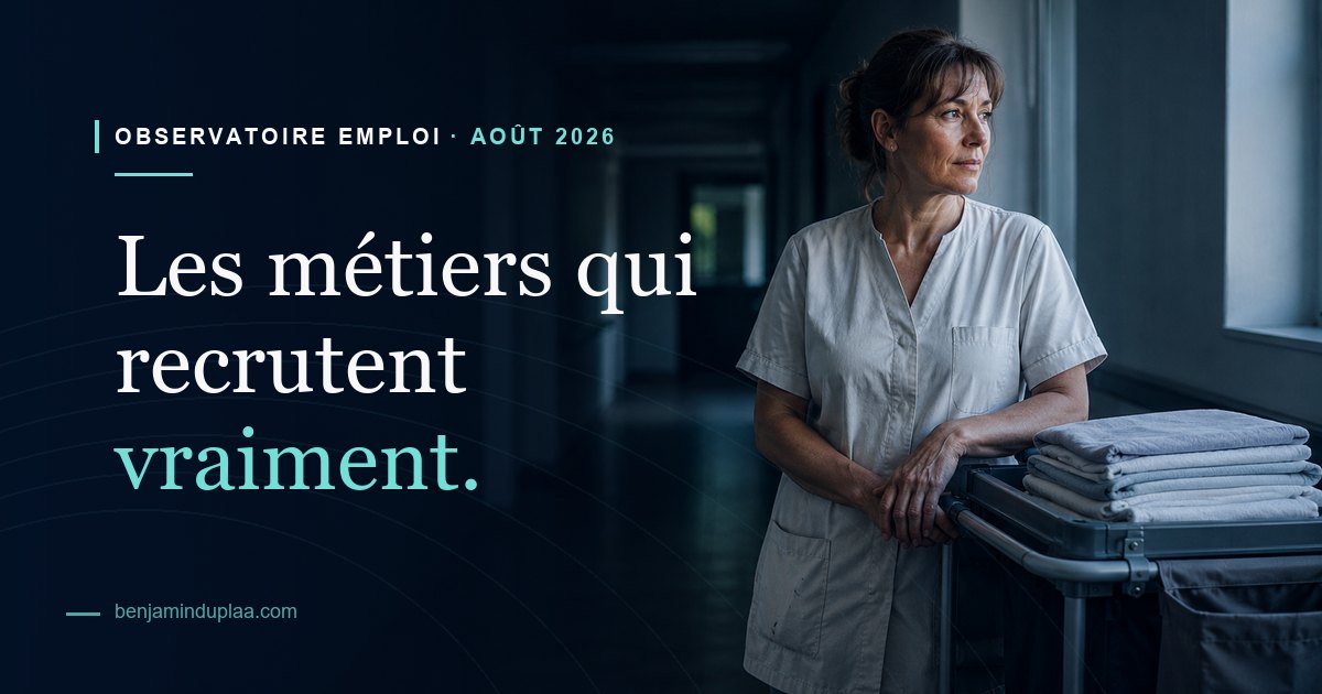 Top 20 des métiers qui recrutent — août 2026